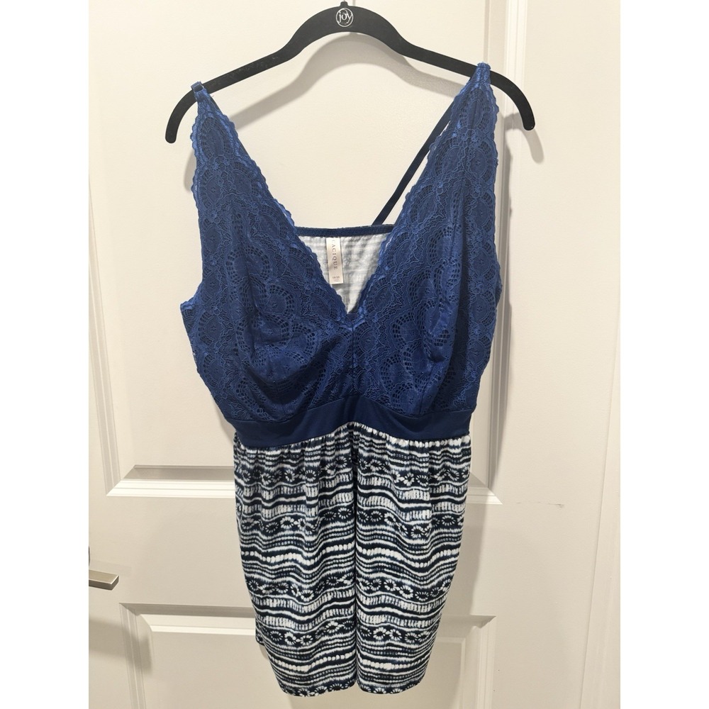 LANE BRYANT Cacique Comfy Cotton Lace-Trim Strappy-Back Chemise - Size 18/20
